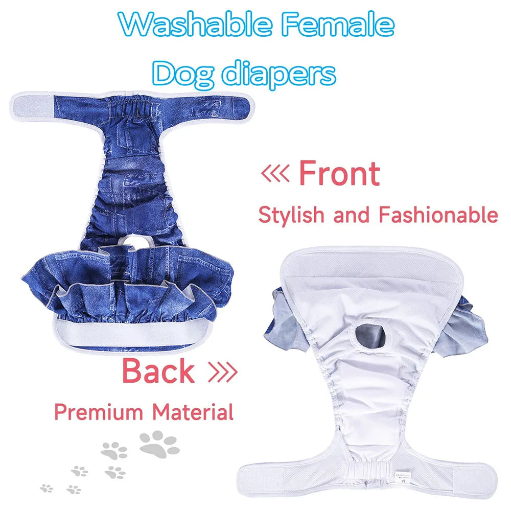 Reusable Female Dog Diapers – Washable, Highly Absorbent Doggie Diaper Shorts for Girl Dogs in Heat & Incontinence