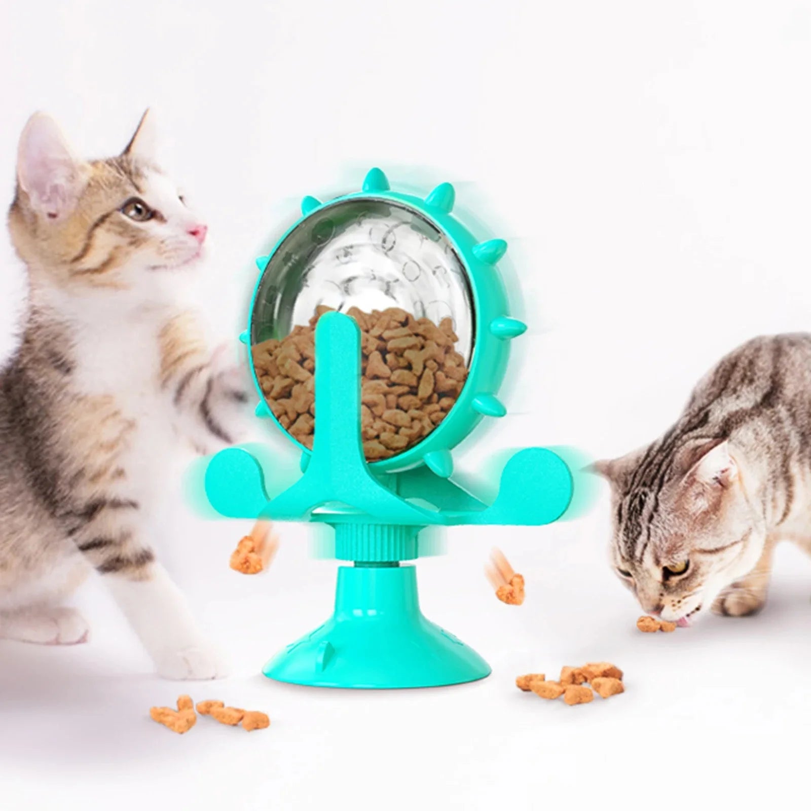 Cat Toy Treat Dispenser with Bell – Interactive Rotatable Wheel Slow Feeder for Kittens & Small Dogs