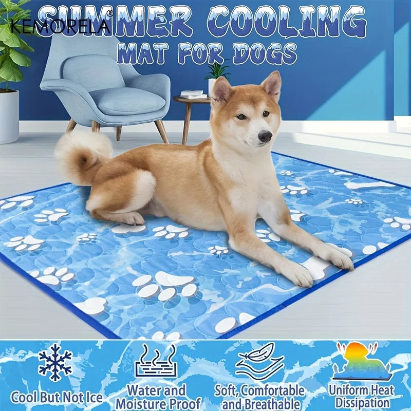 KEMORELA Large Self-Cooling Dog Pad – Washable Ice Silk Summer Mat for Dogs & Cats