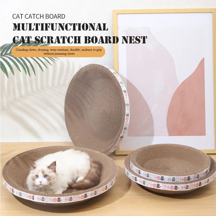 L Size Cat Scratcher Bed – Corrugated Cardboard Oval Cat Toy & Claw Grinding Lounge