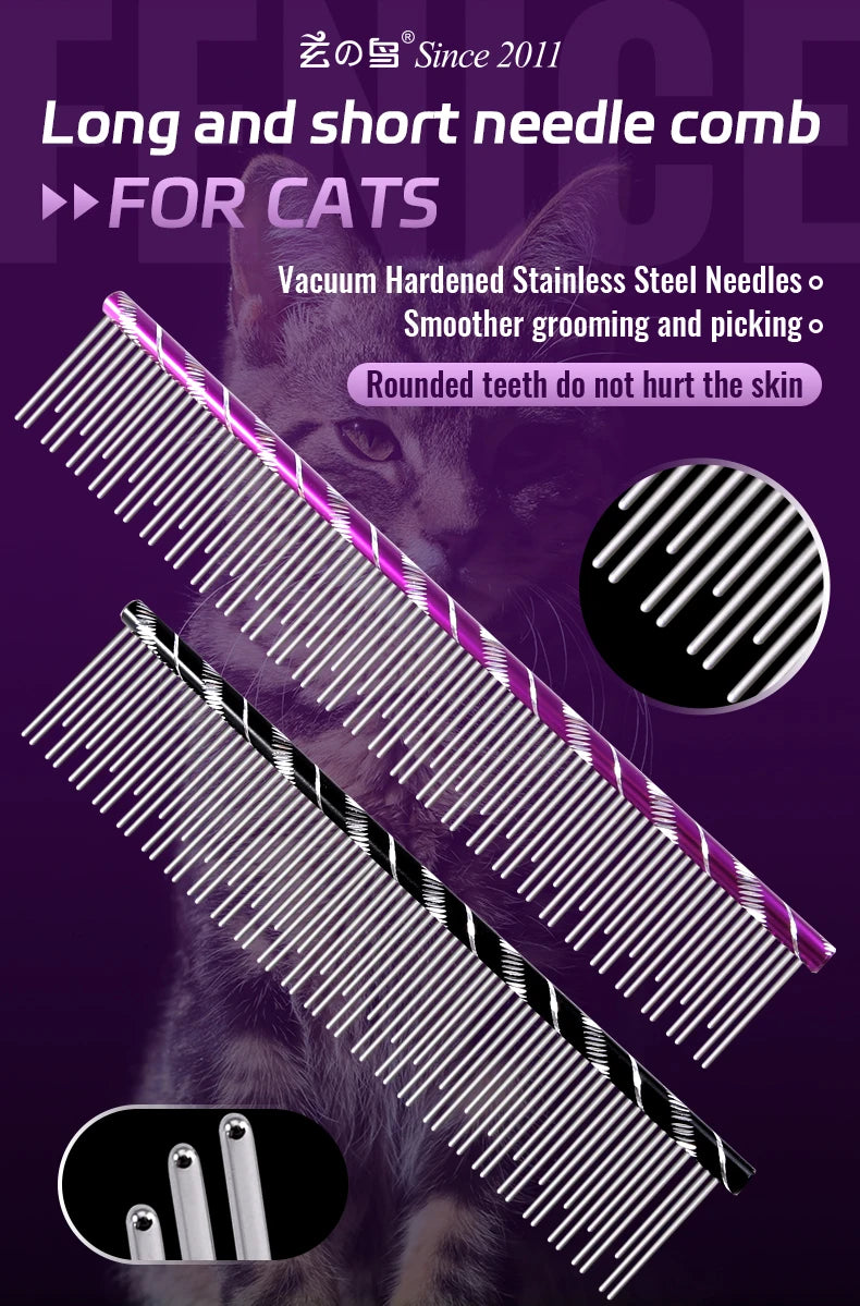 Fenice Cat Grooming Comb – Stainless Steel Pins