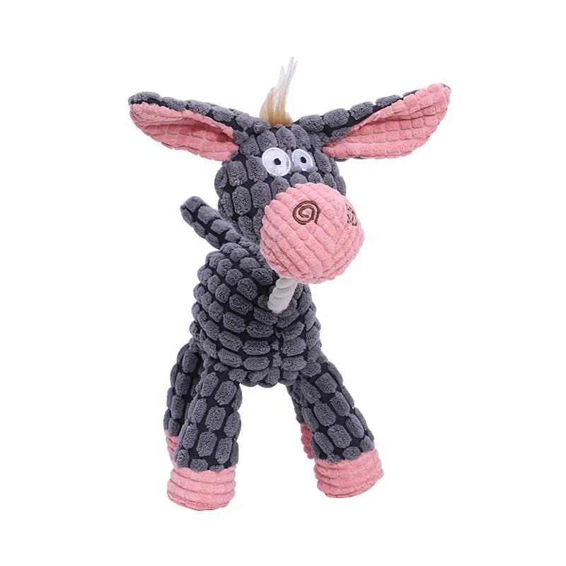 Donkey-Shaped Plush Squeaky Dog Toy – Durable Bite-Resistant Chew & Training Toy for Small and Large Dogs