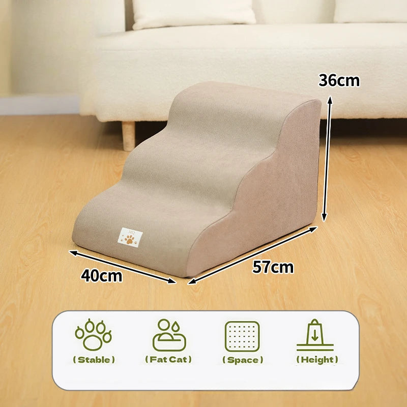 Pet Ramp Stairs – 2/3 Step Dog & Cat Ladder with Washable Cover