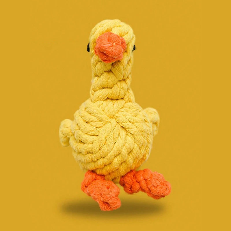Hand-Woven Cotton Rope Animal Toy – Durable Knot Chew Toy for Small & Medium Dogs