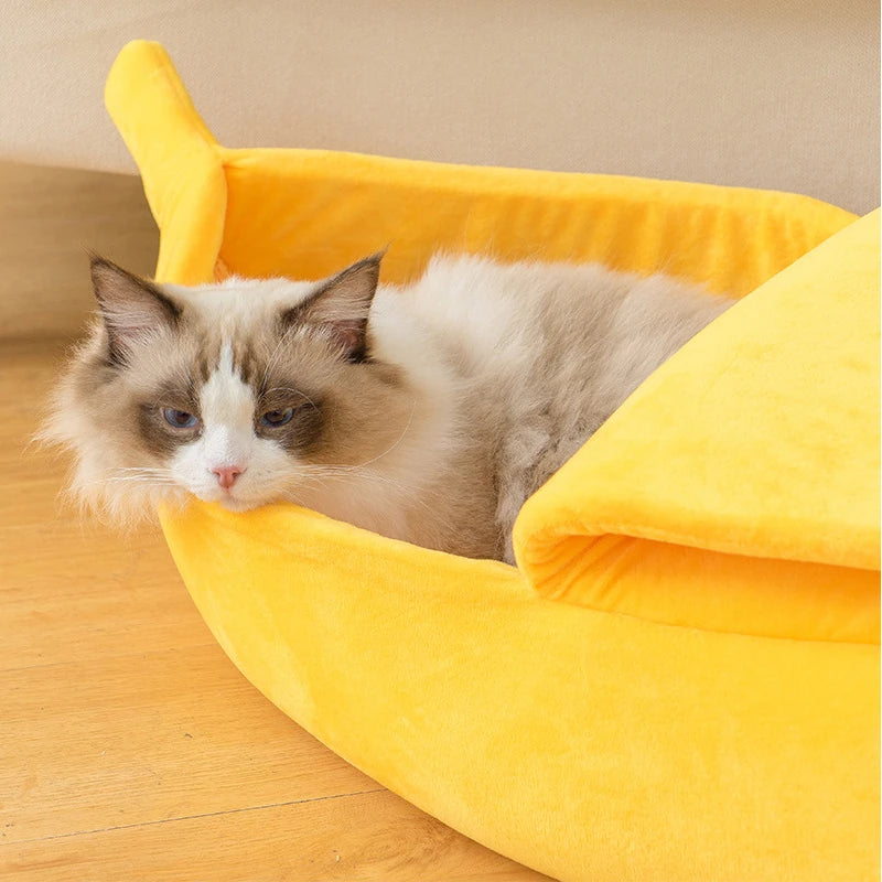 Funny Banana Cat Bed – Cozy, Cute, Warm & Portable Cat House and Dog Cushion