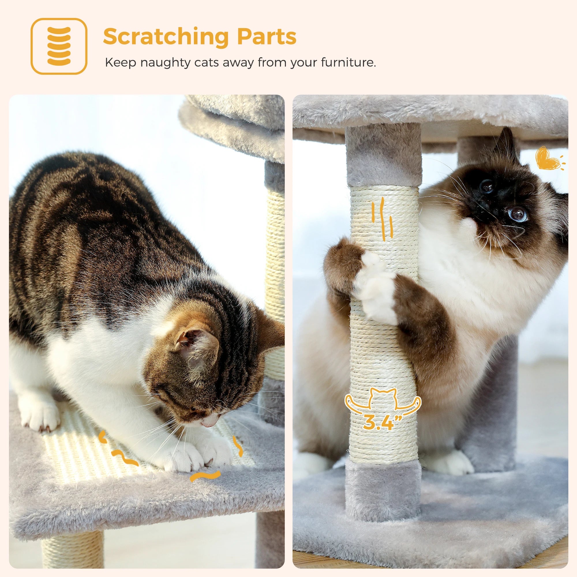 Cat Tree Tower – Scratching Posts, Hammock & Perch