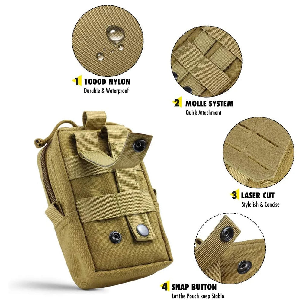 🎖️ 3Pcs Dog Tactical Molle Pouch Set – Military Training Bags for Harness & Belt Attachment