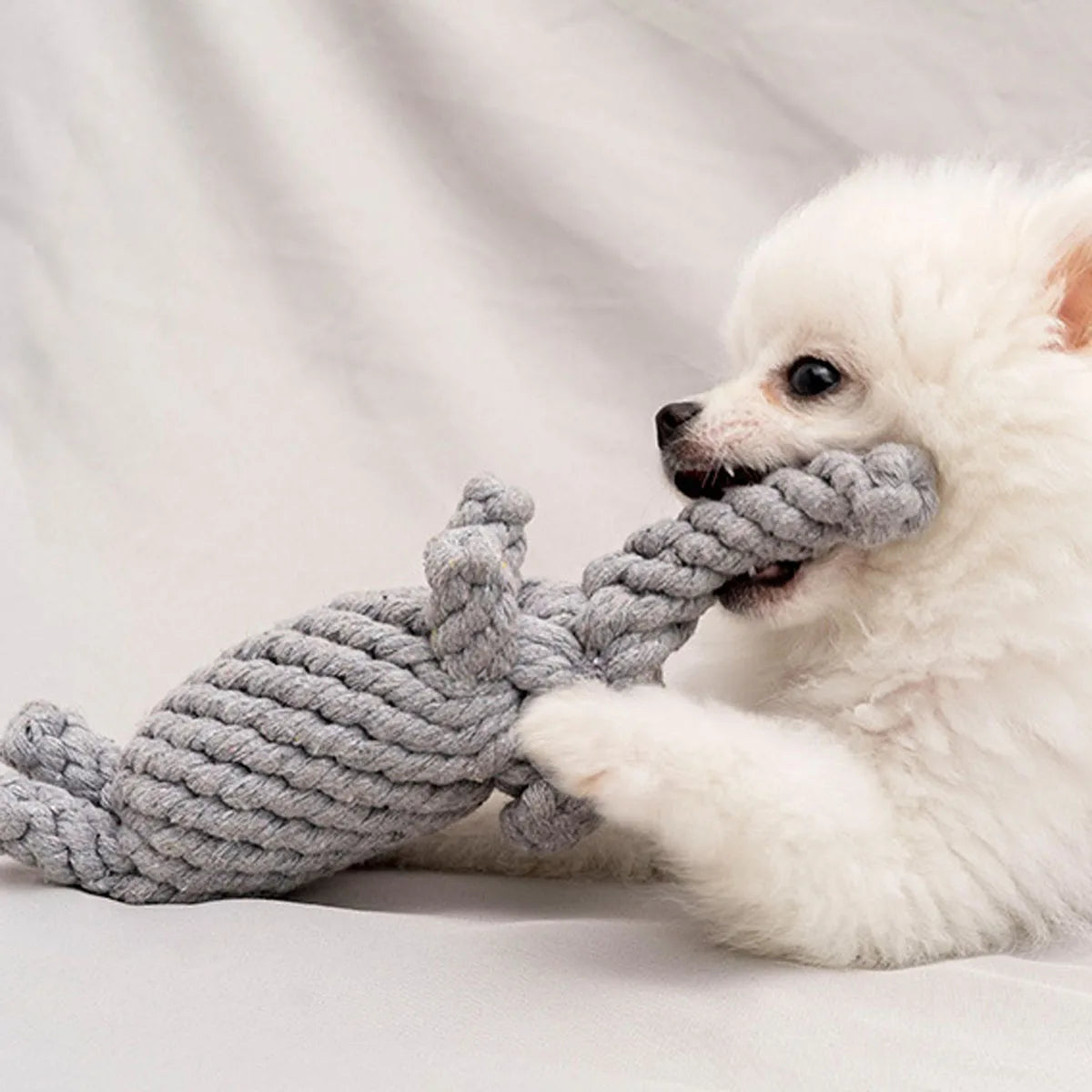 Hand-Woven Cotton Rope Animal Toy – Durable Knot Chew Toy for Small & Medium Dogs