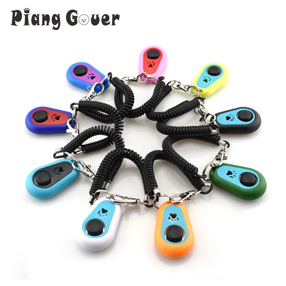 Colorful Paw Print Dog Training Clicker with Keyring – Portable Pet Clicker for Dog & Cat Training