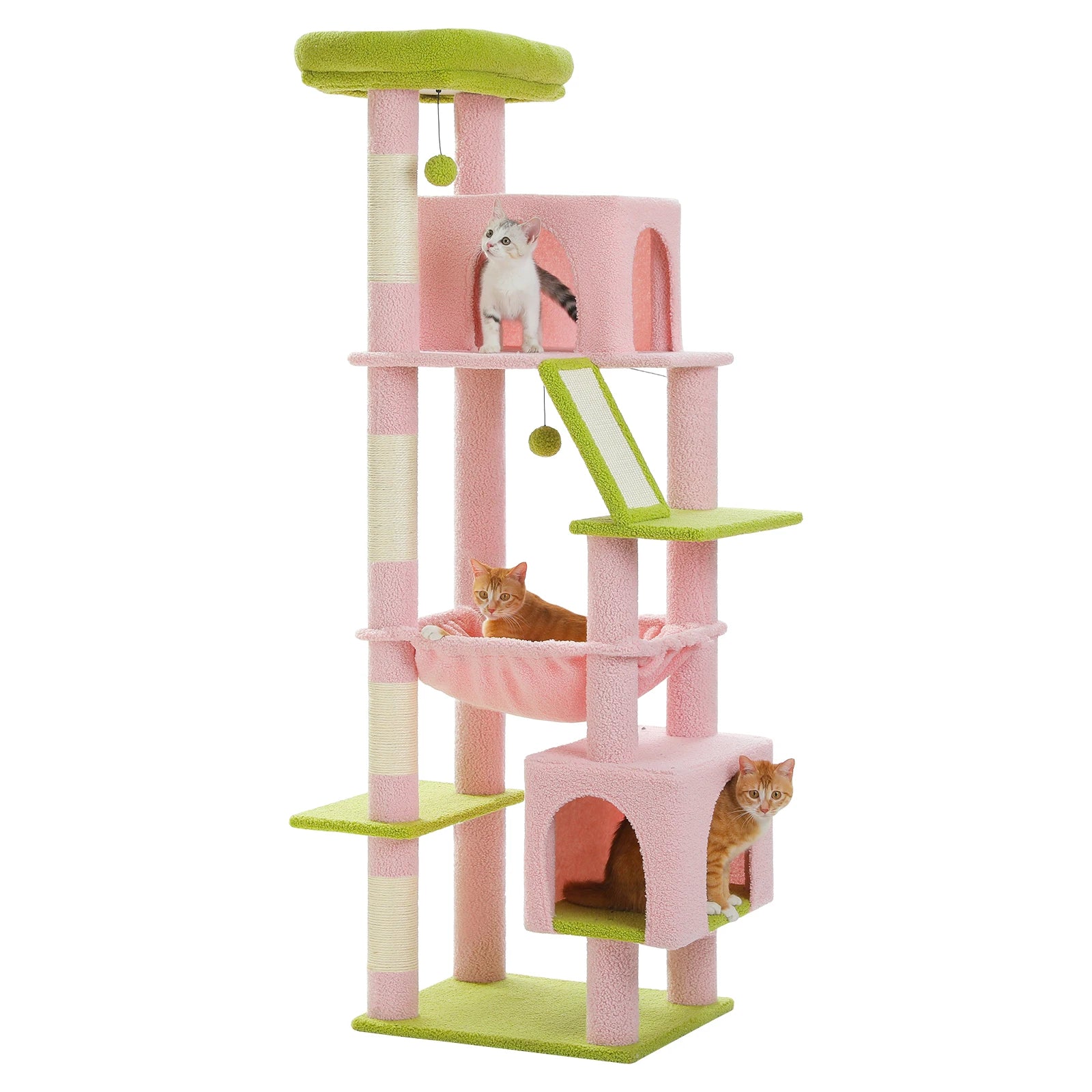 🛋️ 180cm Large Cat Tree Tower – Multi-Level Indoor Cat Furniture with Hammock, Sisal Scratching Posts & Cozy Perches