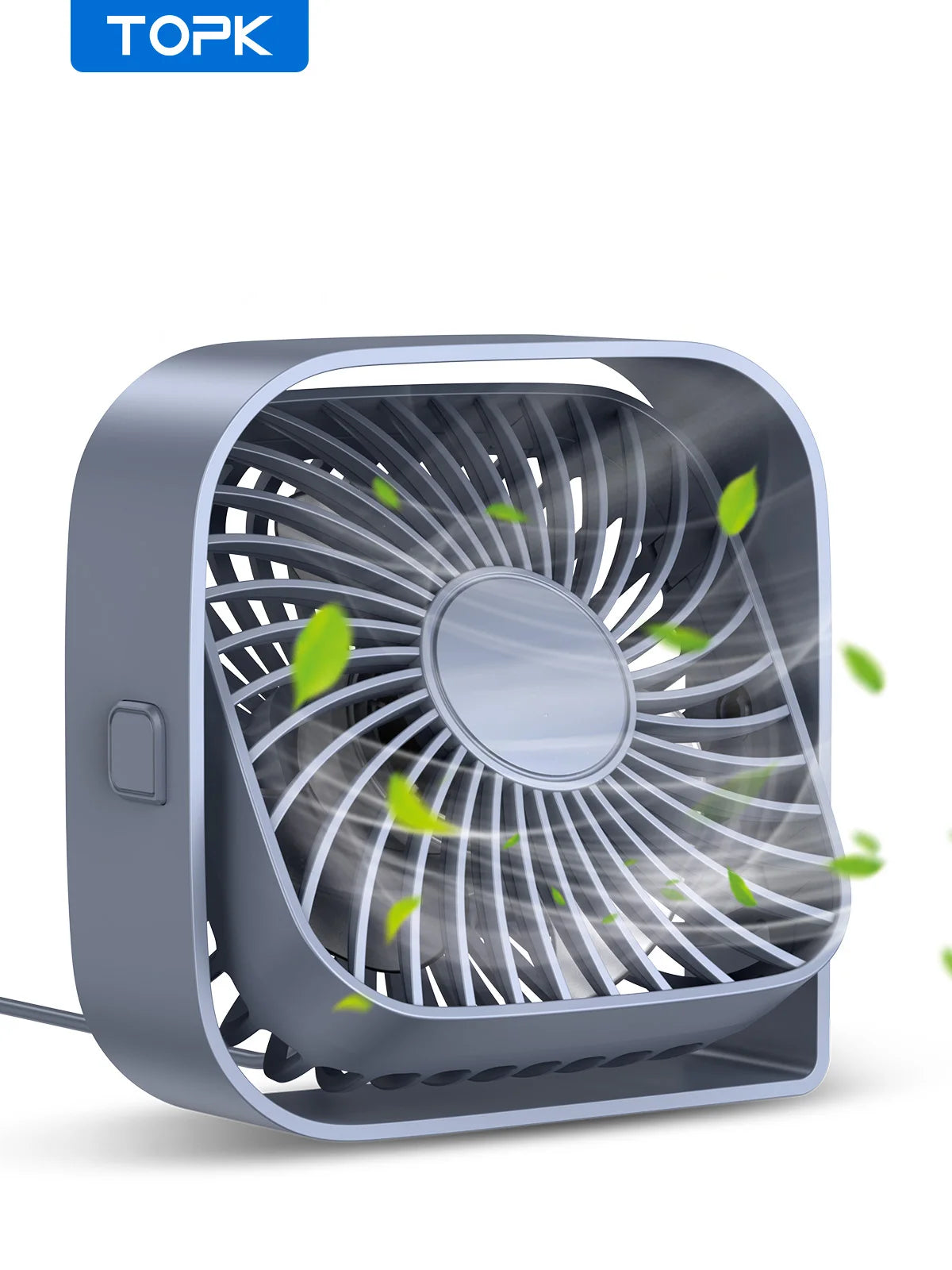 🌬️ TOPK USB Desk Fan – Portable Mini Fan with 3 Speeds | Quiet Cooling Fan for Home, Office, Desktop
