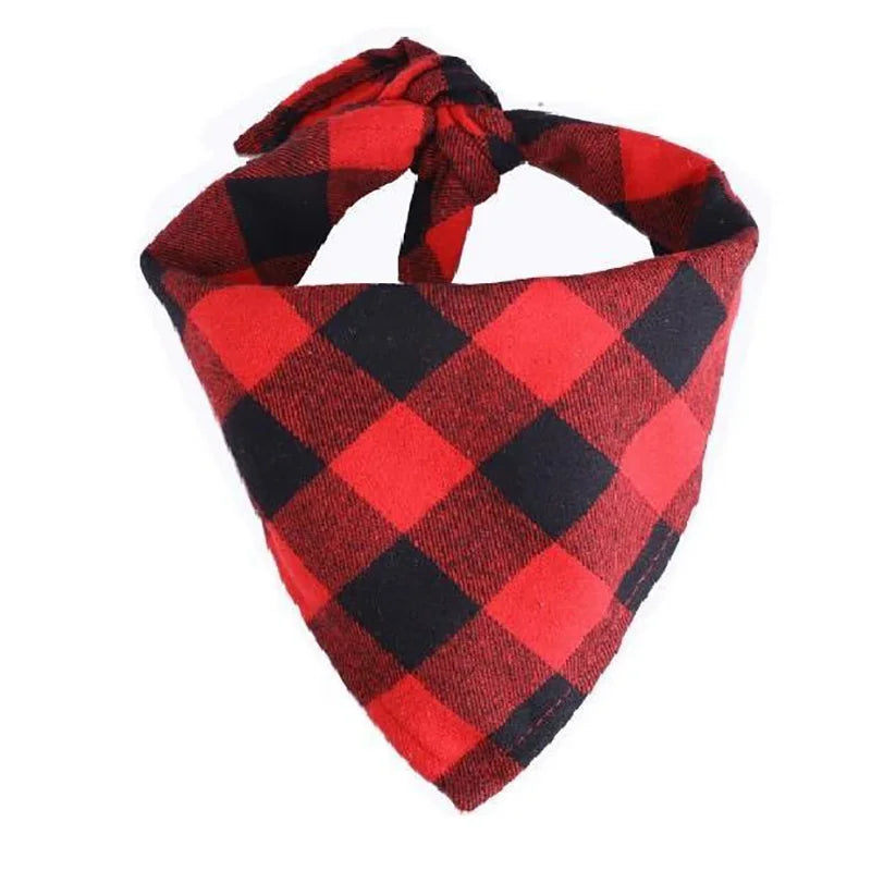 Classic Plaid Pet Bandana – Red & Black Neckerchief for Dogs & Cats