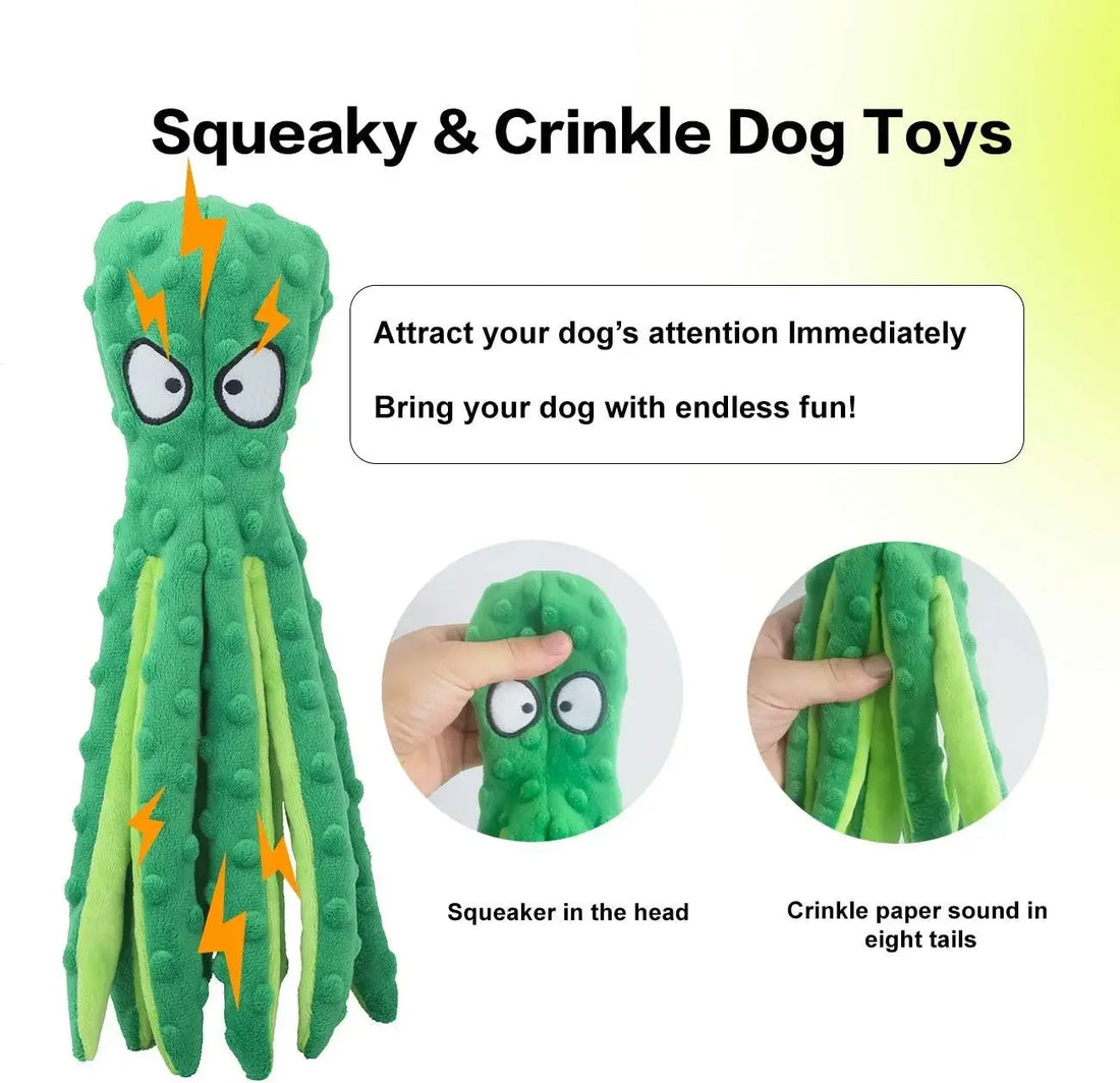🐶 Dog Vocal Octopus Plush Toy – Soft, No-Stuffing Chew & Teething Toy