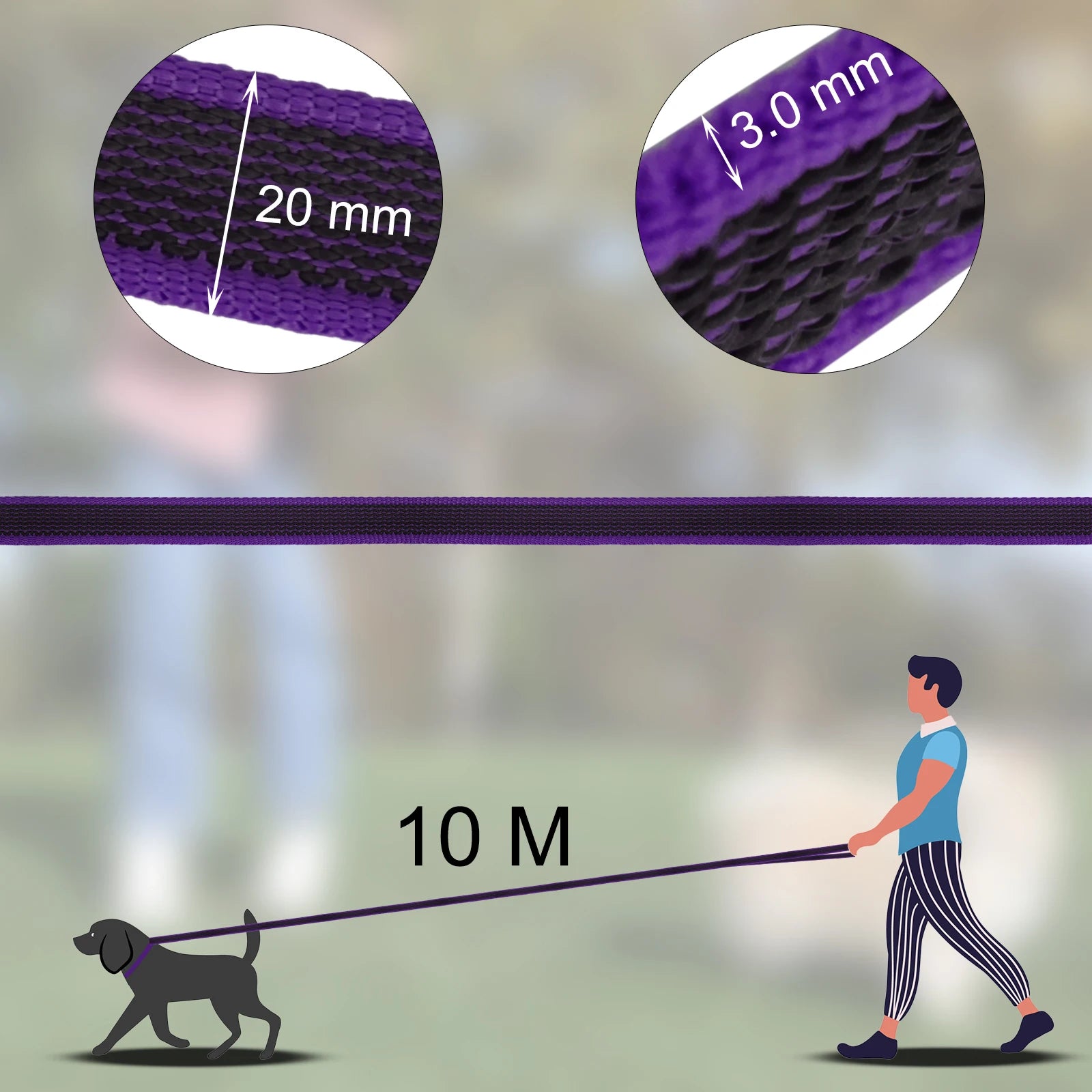 Durable Latex Silk Long Dog Leash – 1.5M to 15M Dual Color Training Lead for Small & Medium Dogs