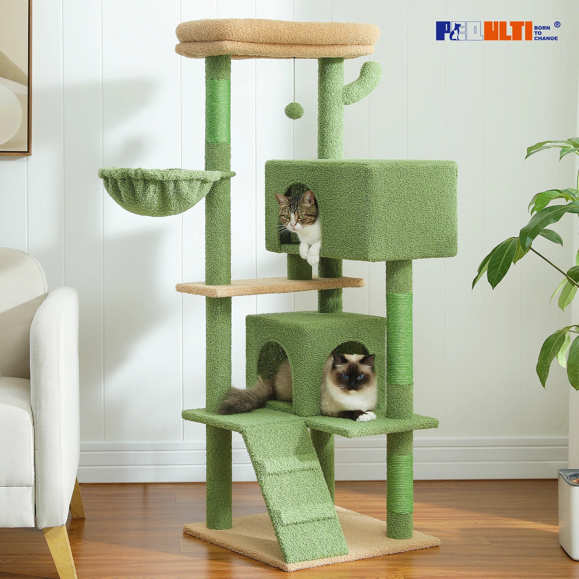 🐾 Cat Tree Tower Condo – Plush Perch, Hammock & Sisal Scratching Posts