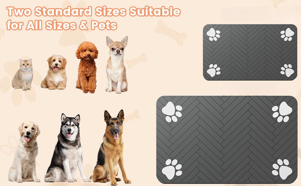 Absorbent Pet Feeding Mat with Waterproof Rubber Backing – Quick Dry Placemat for Dog & Cat Bowls