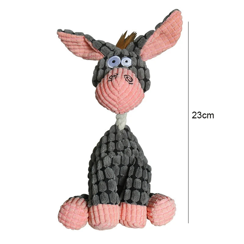 Donkey Plush Squeaky Dog Toy – Corduroy Chew & Training Toy for Puppies