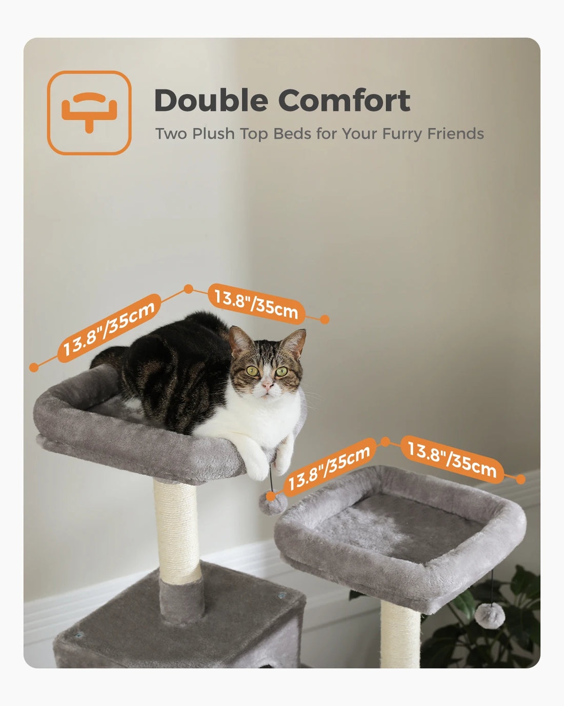 🐾 H180CM Large Cat Tree – Multi-Level Tower with Condos, Perches, Hammock & Sisal Posts