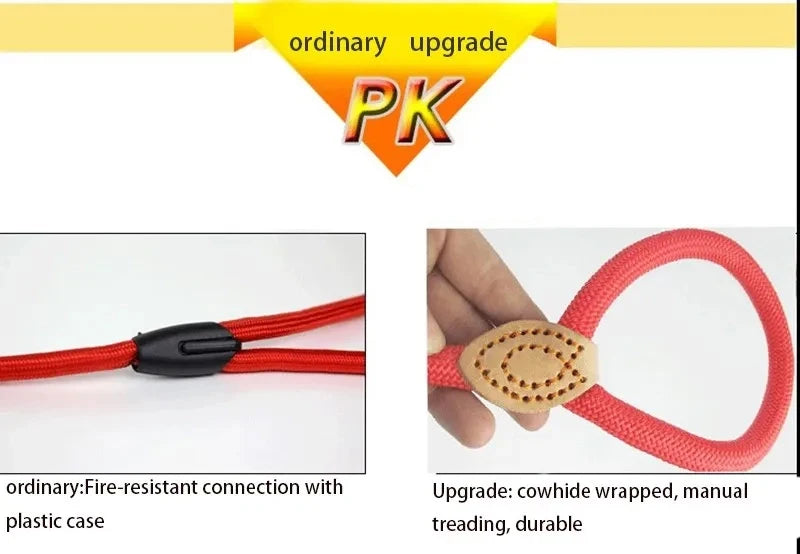 Heavy Duty Slip Rope Dog Leash – Braided Adjustable Training Lead with Loop Collar for Medium & Large Dogs