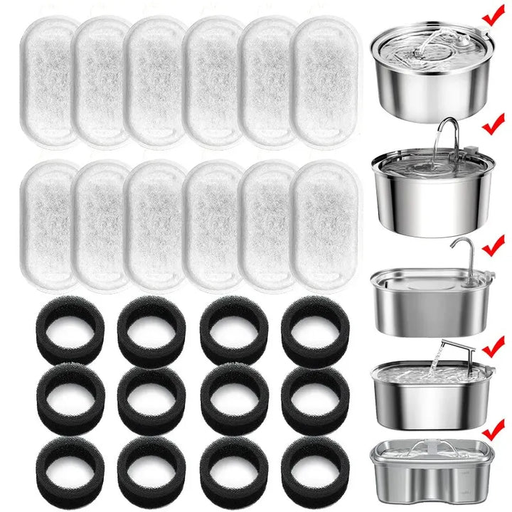 🐾 Replacement Filters for Stainless Steel Cat Water Fountain – Activated Carbon & Sponge Elements