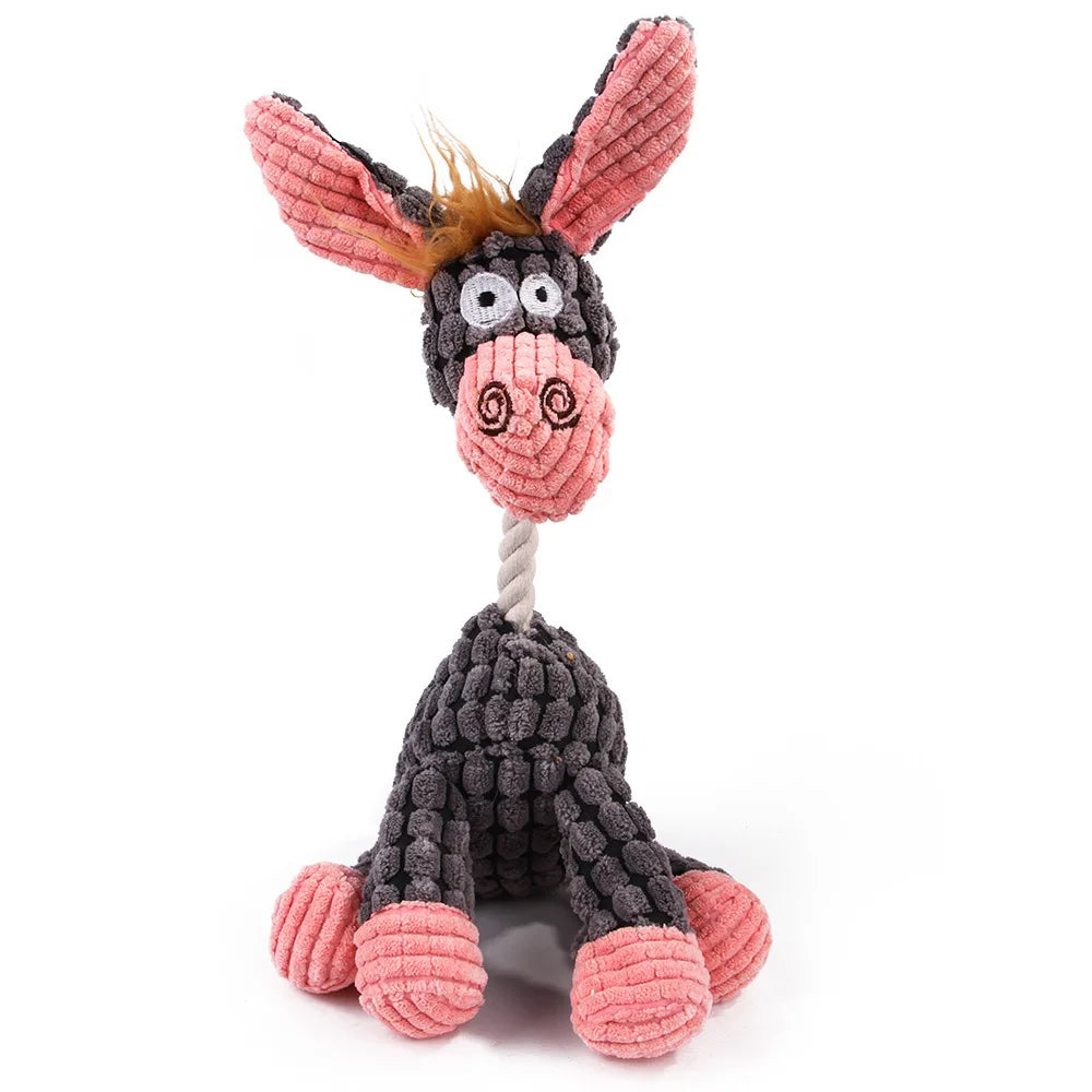 🐵🐷 Corduroy Monkey & Pig Plush Dog Toy – Squeaky, Durable & Fun