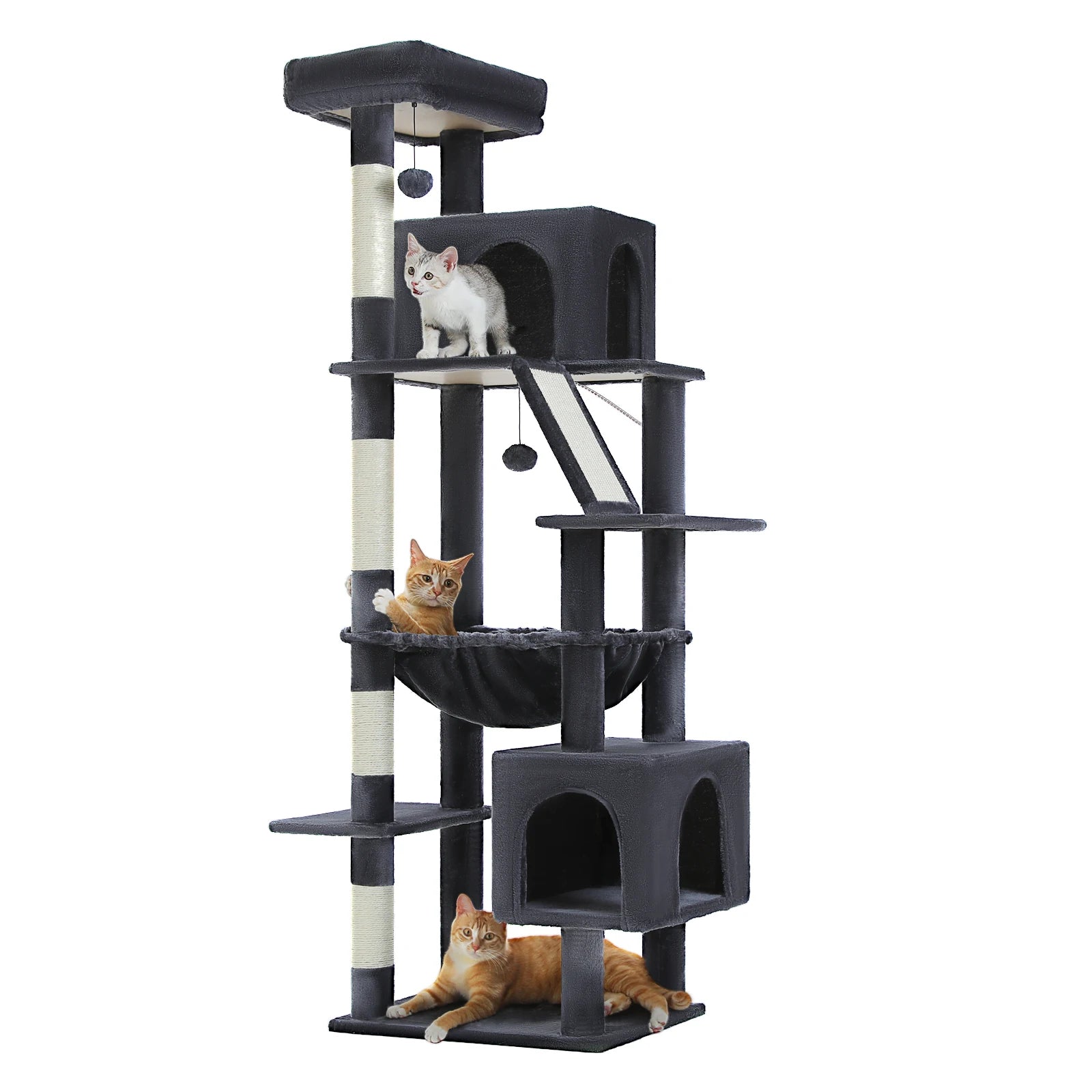 🛋️ 180cm Large Cat Tree Tower – Multi-Level Indoor Cat Furniture with Hammock, Sisal Scratching Posts & Cozy Perches