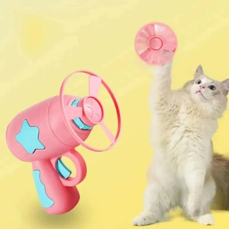 Interactive Mini Flying Disc Shooter Cat Toy – Pet Training & Chasing Game