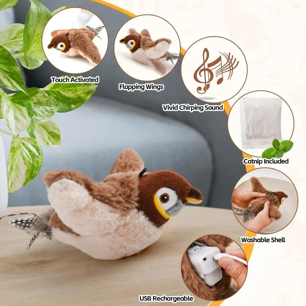 Remote Control Fluttering Sparrow Cat Toy – Realistic Bird Movements for Interactive Play