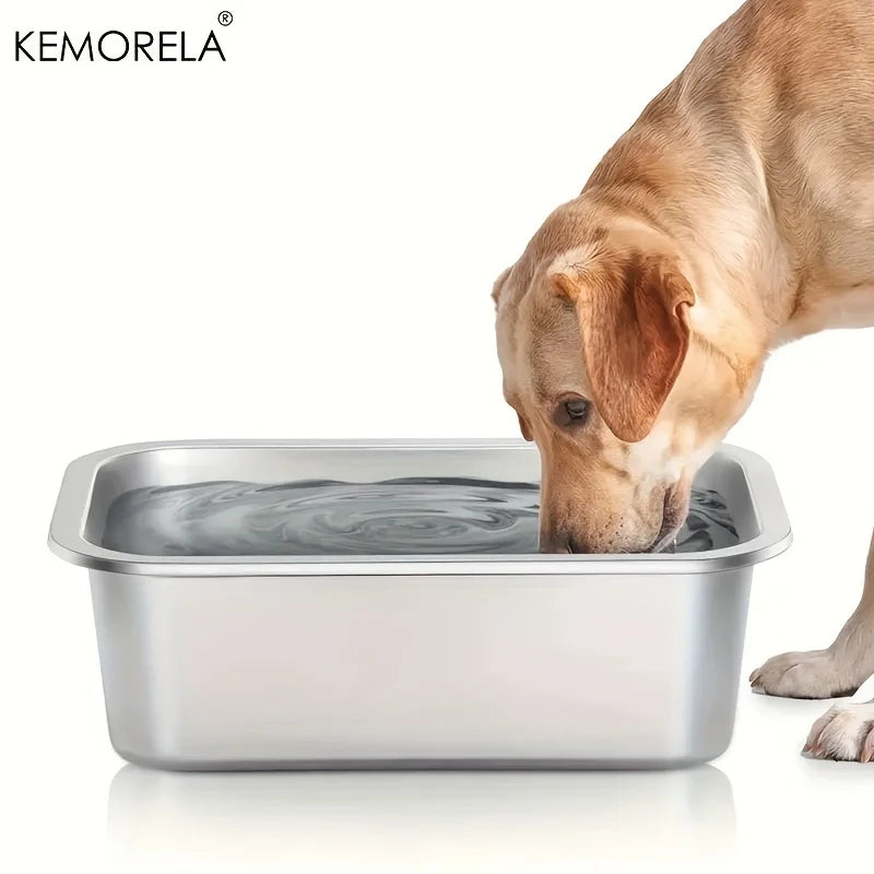 KEMORELA Stainless Steel Dog Bowl - 3.2L & 4.7L Large Capacity Anti-Overturning Pet Food & Water Bowl for Small & Large Dogs