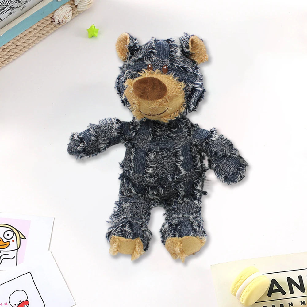 Bear-Shaped Companion Chew Toy – Indestructible Squeaky Plush for Small & Large Dogs