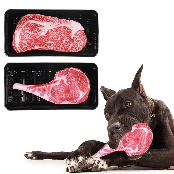 Squeaky Steak & Bone Dog Toy – Bite-Resistant Chew & Training Toy 🍖🐾