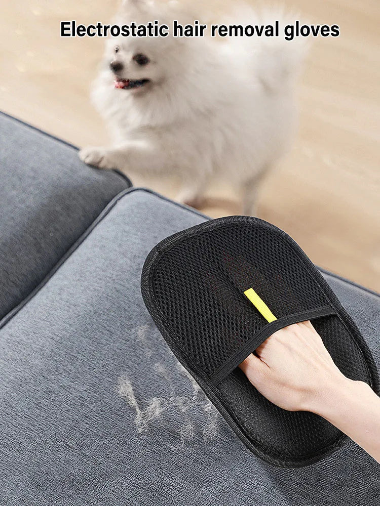 Pet Grooming Gloves 🐾 Hair Remover for Sofa, Carpet & Clothes