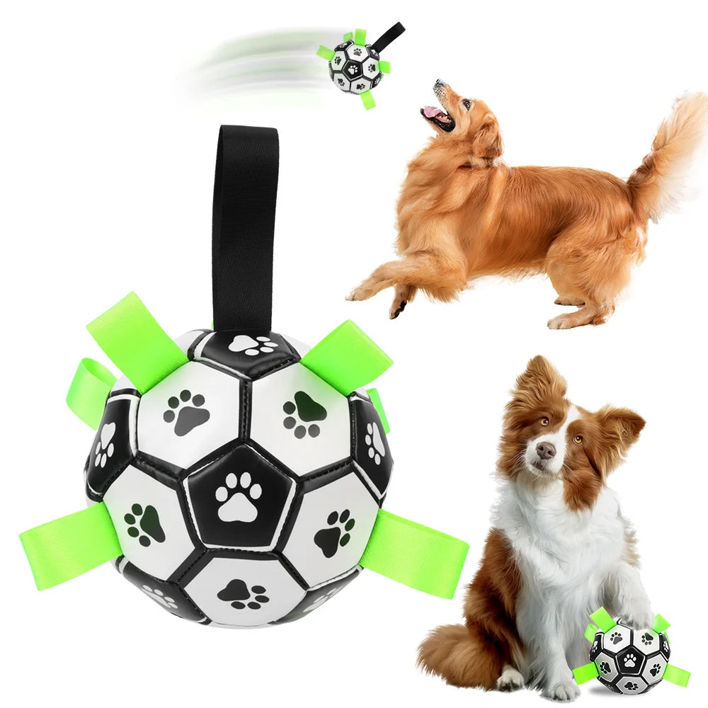 Interactive Dog Soccer Ball Toy with Grab Tabs – Durable Outdoor Pet Football for Puppies & Medium