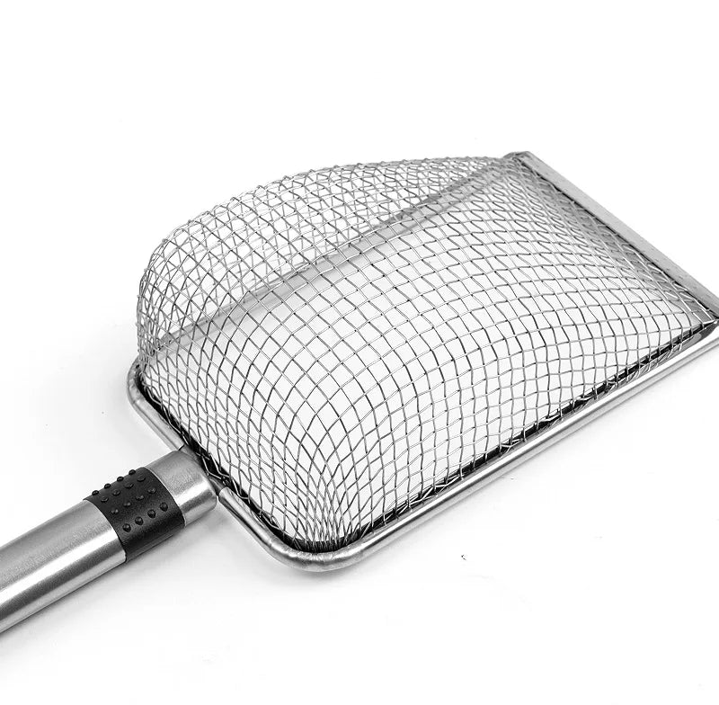 Stainless Steel Cat Litter Scoop with Rubber Handle – Durable Metal Kitty Scooper with Sturdy Mesh Filter for Easy Litter Cleaning