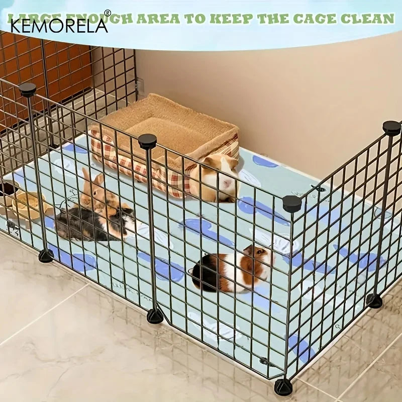 KEMORELA Washable Cage Mat for Guinea Pigs, Hamsters & Small Animals – 31"x47" Super Absorbent Non-Slip Pet Bedding