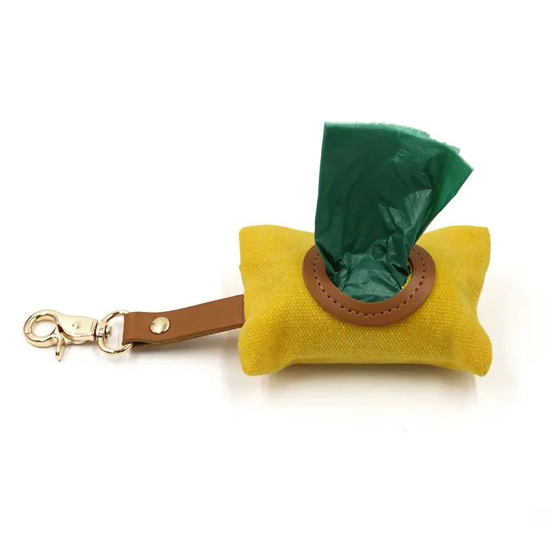 Canvas Pet Dog Poop Bag Holder – Adjustable Leash Attachment