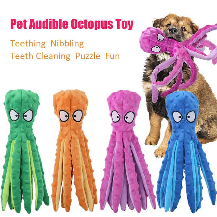 🐶 Dog Vocal Octopus Plush Toy – Soft, No-Stuffing Chew & Teething Toy