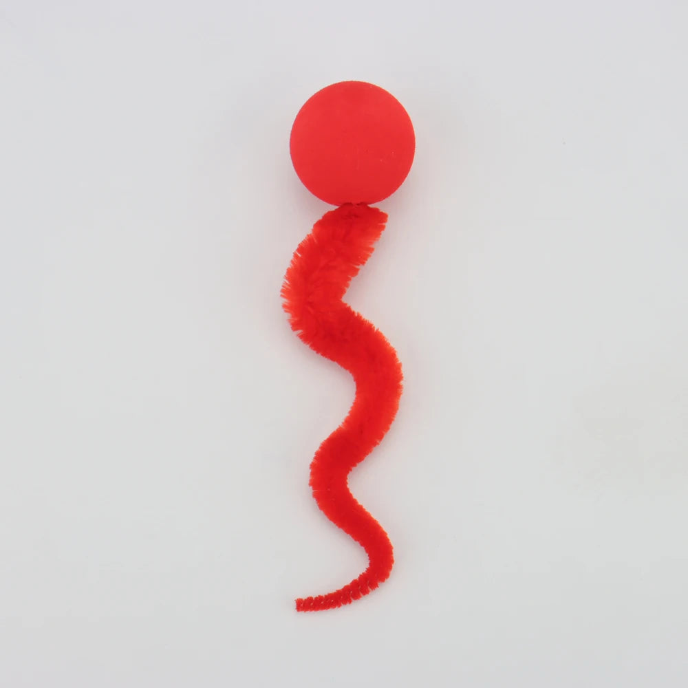 Plush Long Tail Cat Toy – Interactive Ball with Wood Ring for Training