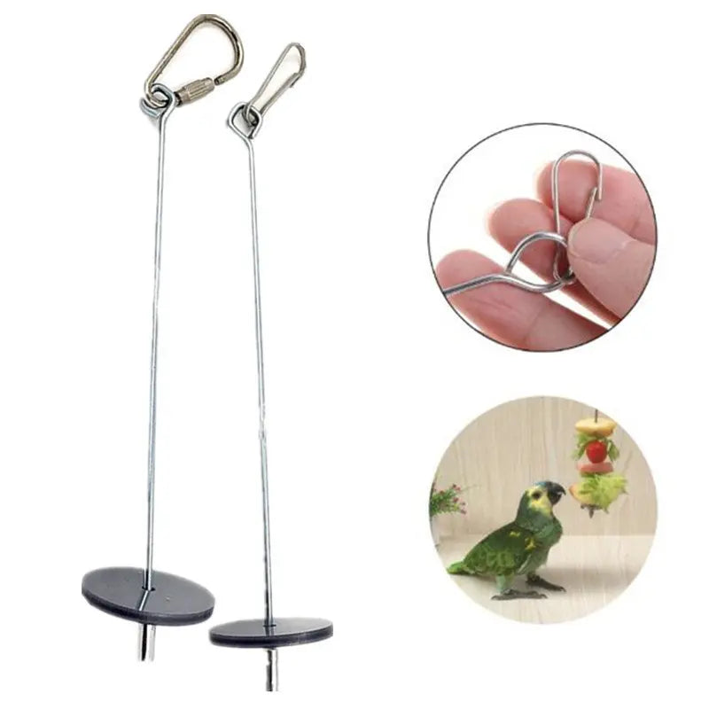 Stainless Steel Bird Toy Skewer – Fruit & Veggie Hanging Holder for Parrots and Small Animals
