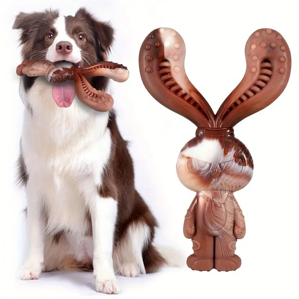 Rabbit-Shaped Nylon Dog Chew Toy – Indestructible Beef Flavor 🐇🍖