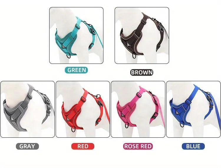 🐾 No Pull Dog Harness & Leash Set – Adjustable Reflective Vest for Small Dogs & Cats