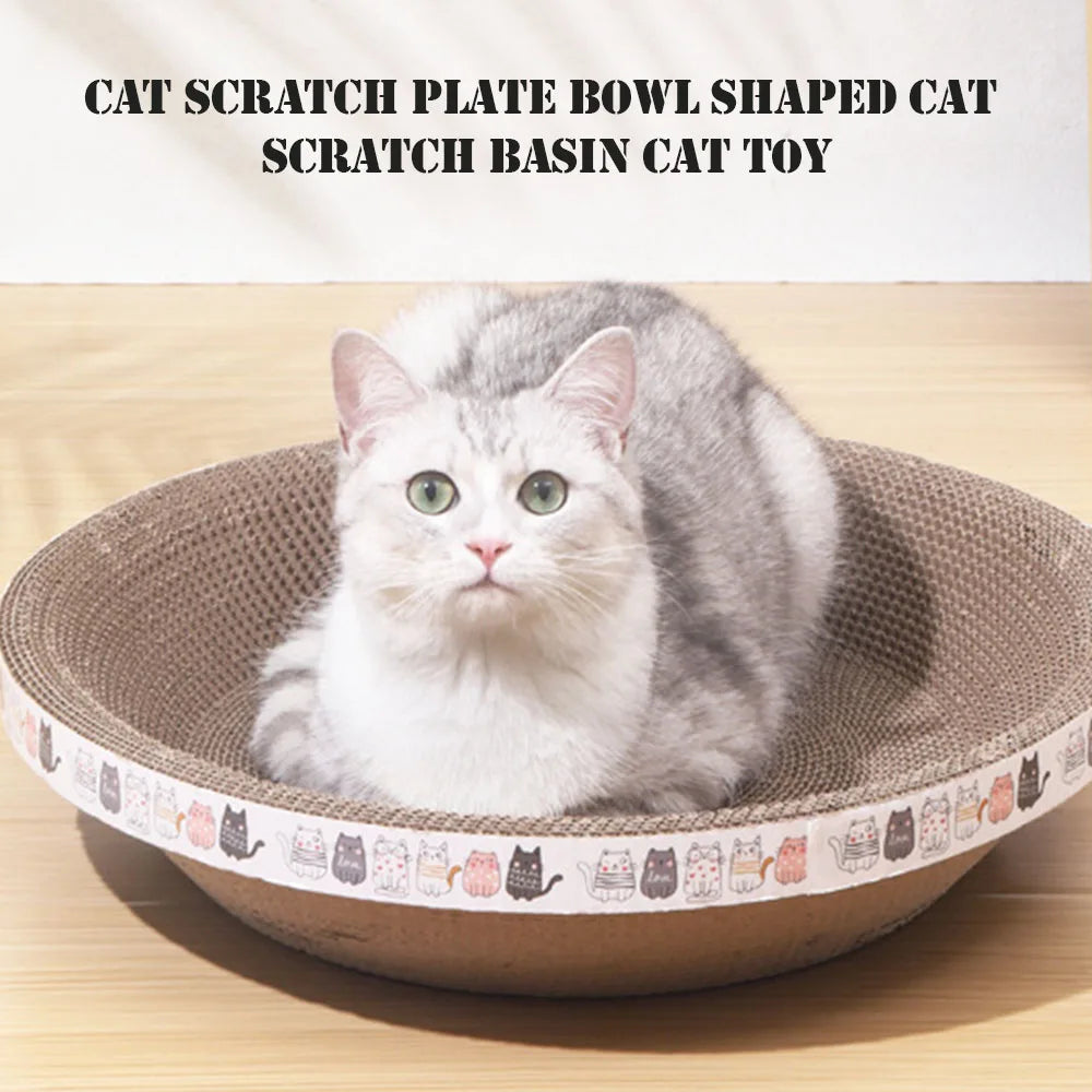 L Size Corrugated Cat Scratcher Bed – Oval Cardboard Bowl Toy with Claw Grinding Pad