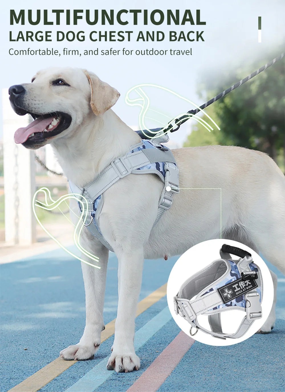 🐾 Multifunctional Reflective Dog Harness – Outdoor Training & Comfort Vest for Medium & Large Dogs