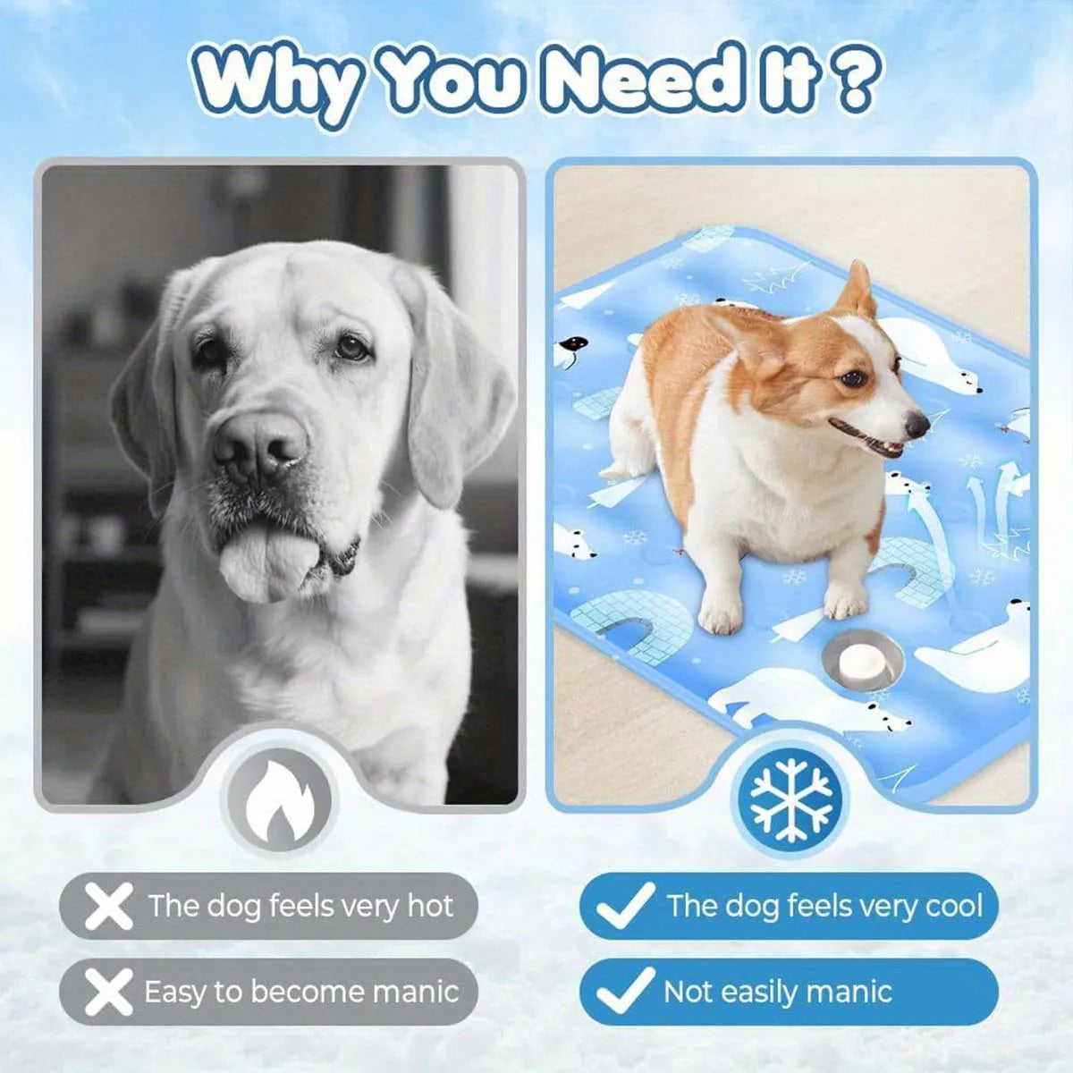 Waterproof Pet Cooling Pad – Dry Ice or Water-Filled Cool Mat for Dogs & Cats
