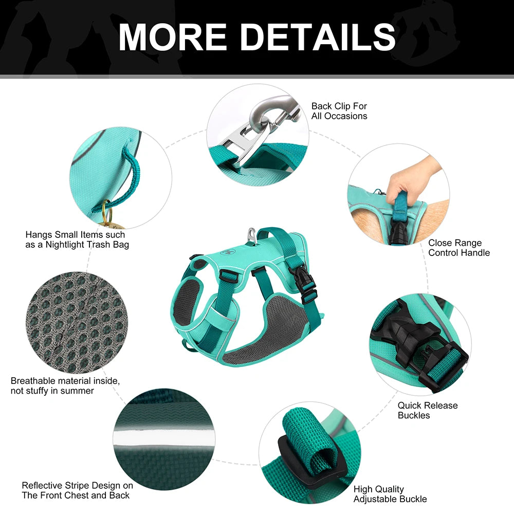 🐕 Mesh Breathable Reflective Dog Harness – Adjustable Nylon Training Vest for Small, Medium & Large Dogs