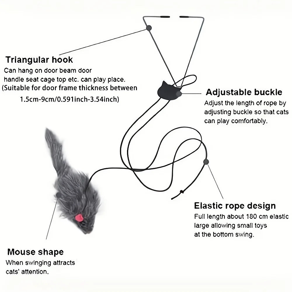 🐭 Simulation Mouse Door Hanging Toy – Retractable Cat Interactive Rope Toy