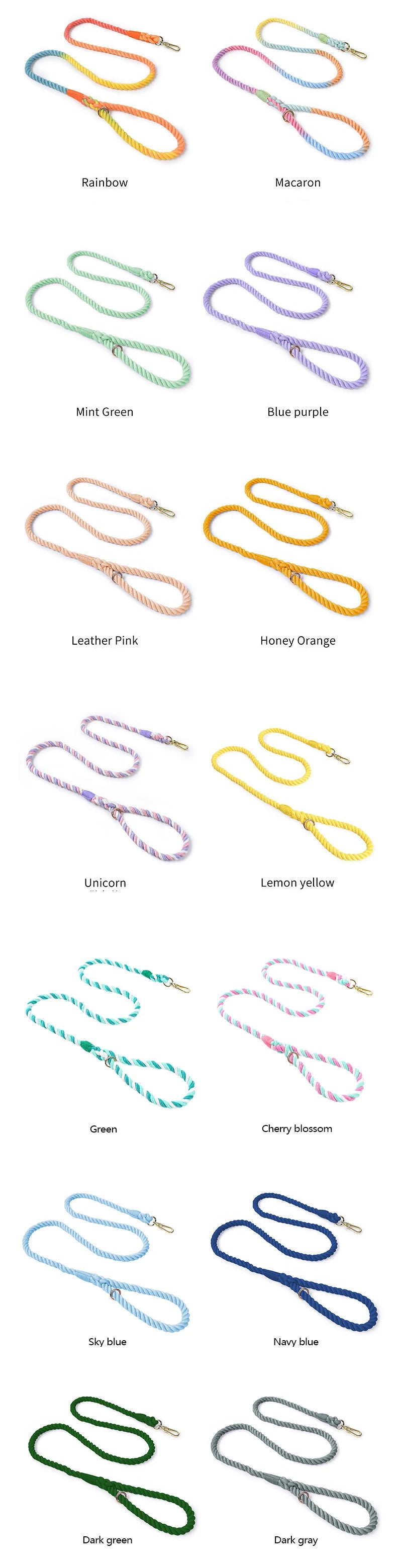 Hand-Woven Gradient Dog Leash – Multi-Function Cotton Rope Lead for Outdoor Walking & Training