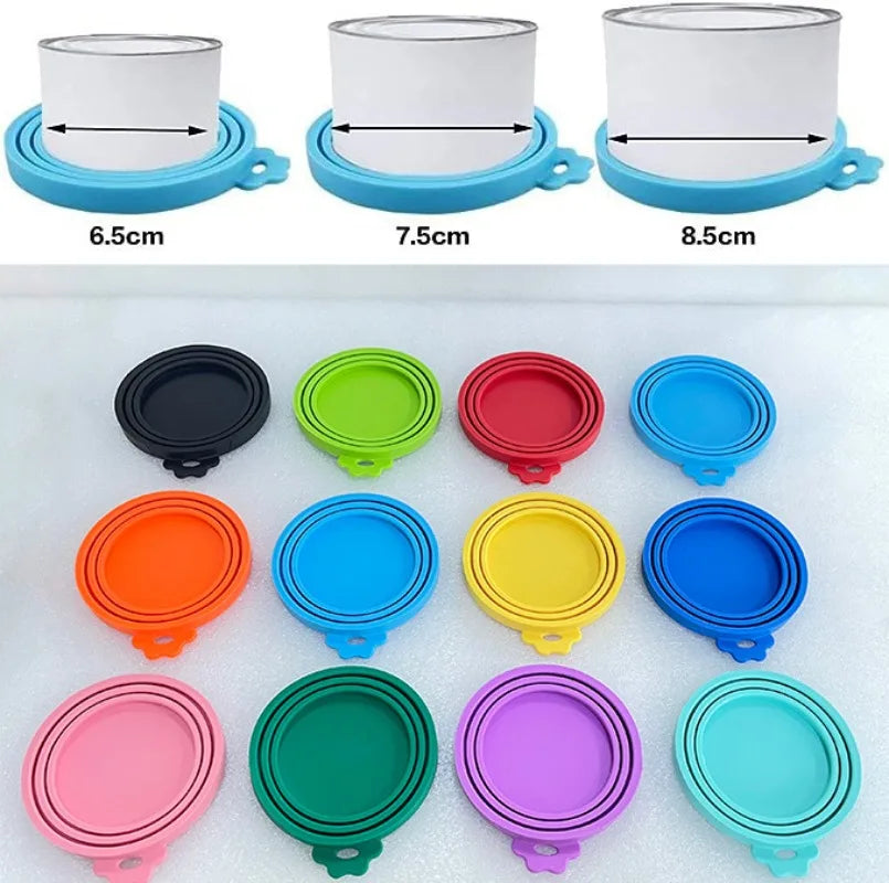 2pcs Reusable Pet Food Can Covers with Spoon – Silicone Lid Seal 🐾🥫