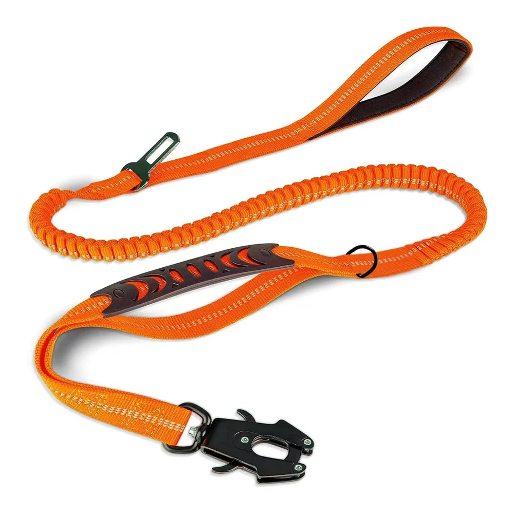 Heavy Duty Bungee Tactical Dog Leash – 2 Padded Handles, Shock-Absorbing Lead