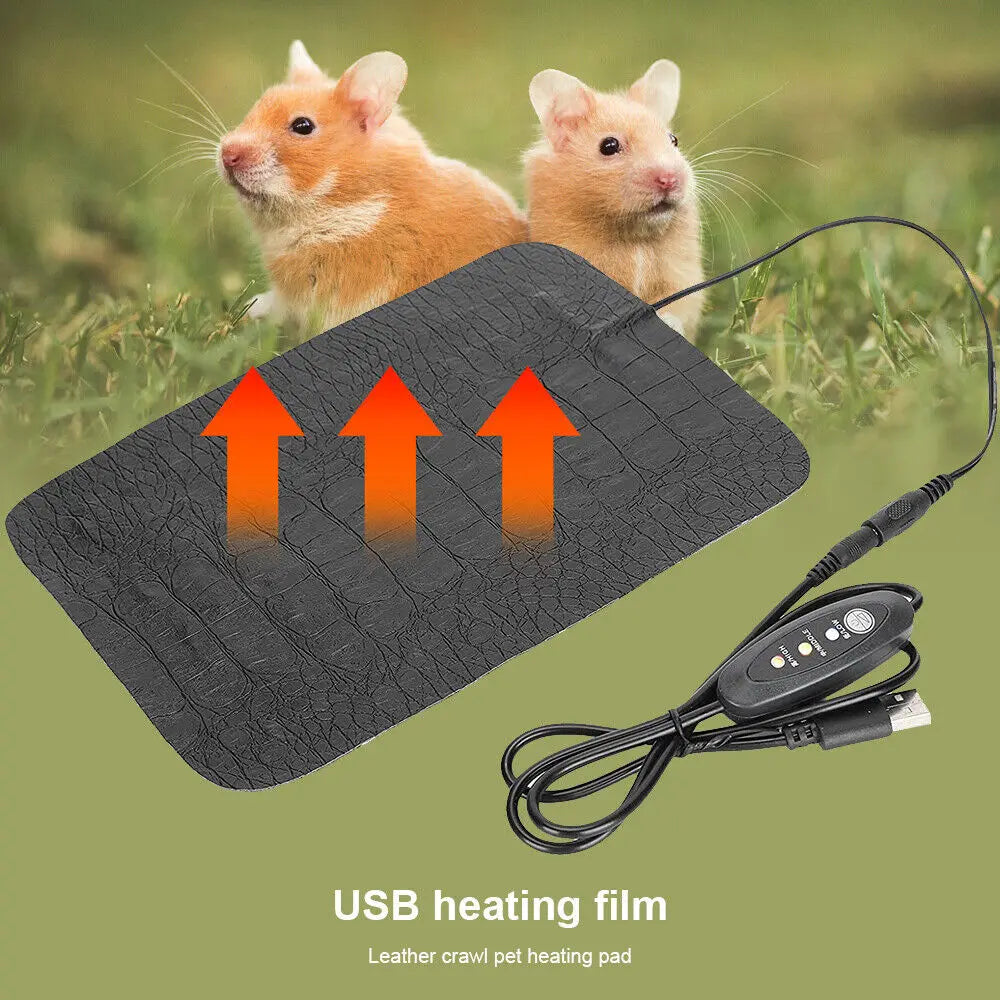 USB Pet Heating Pad – Adjustable Electric Warmer Mat for Cats, Dogs & Reptiles, Two Sizes